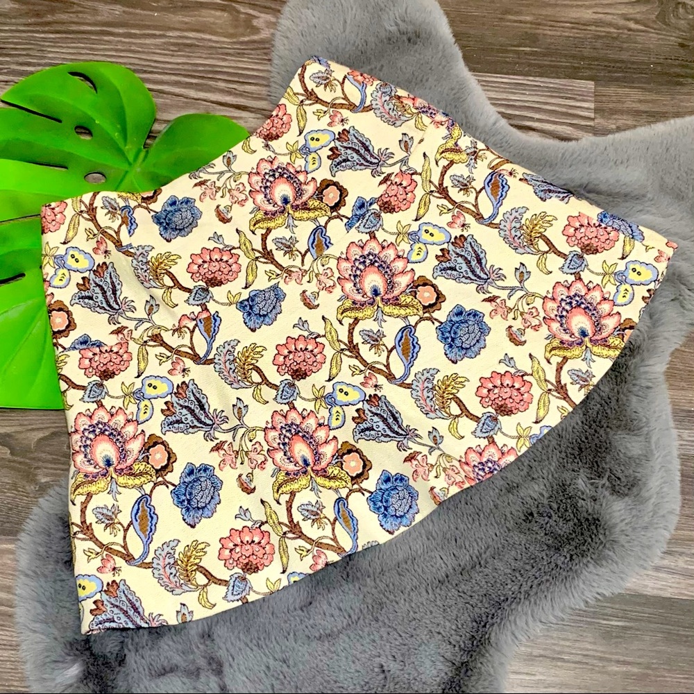 EUC LOFT embroidered floral skirt